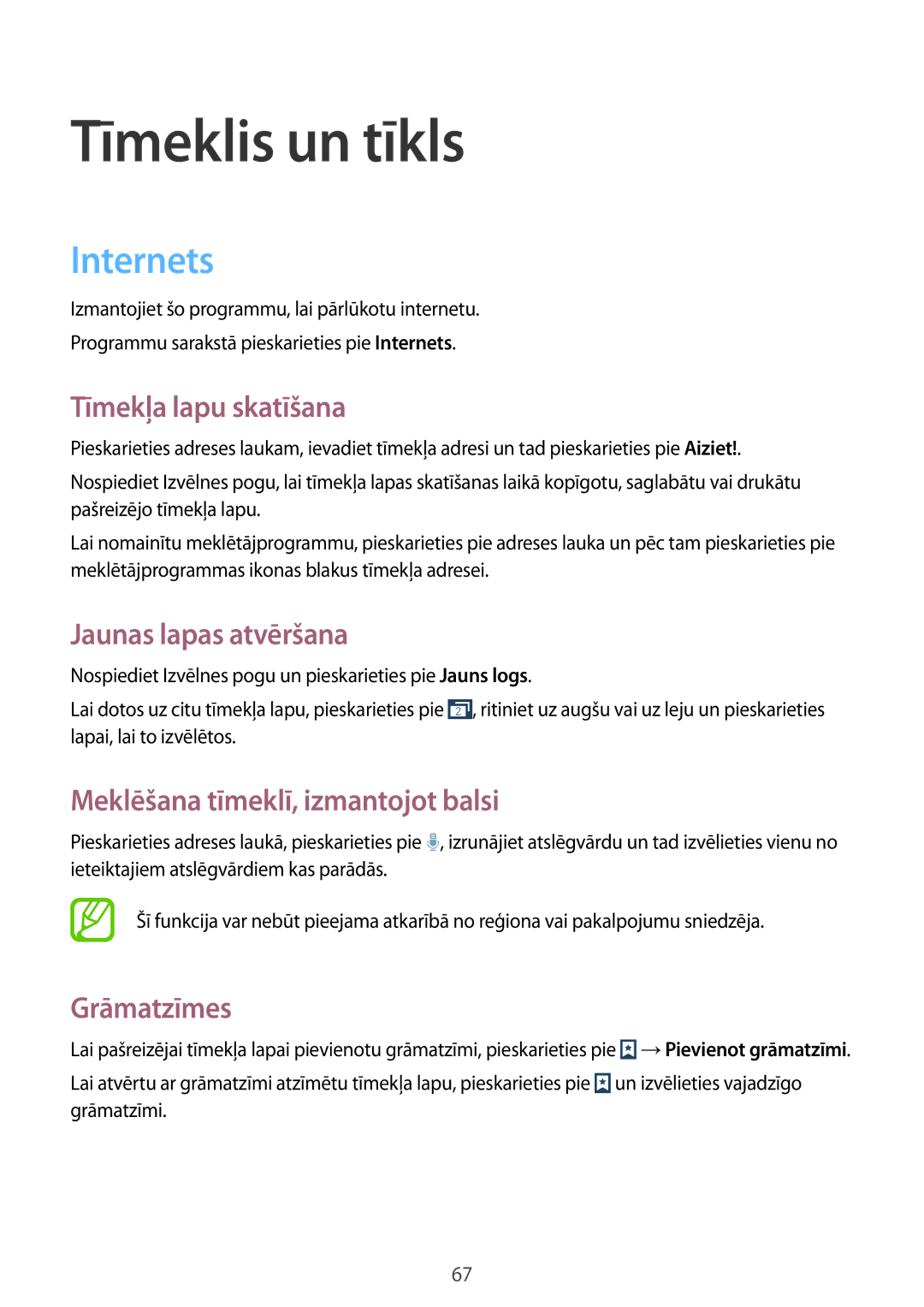 Samsung GT-I9295ZAASEB, GT-I9295ZOASEB, GT-I9295ZBASEB manual Tīmeklis un tīkls, Internets 