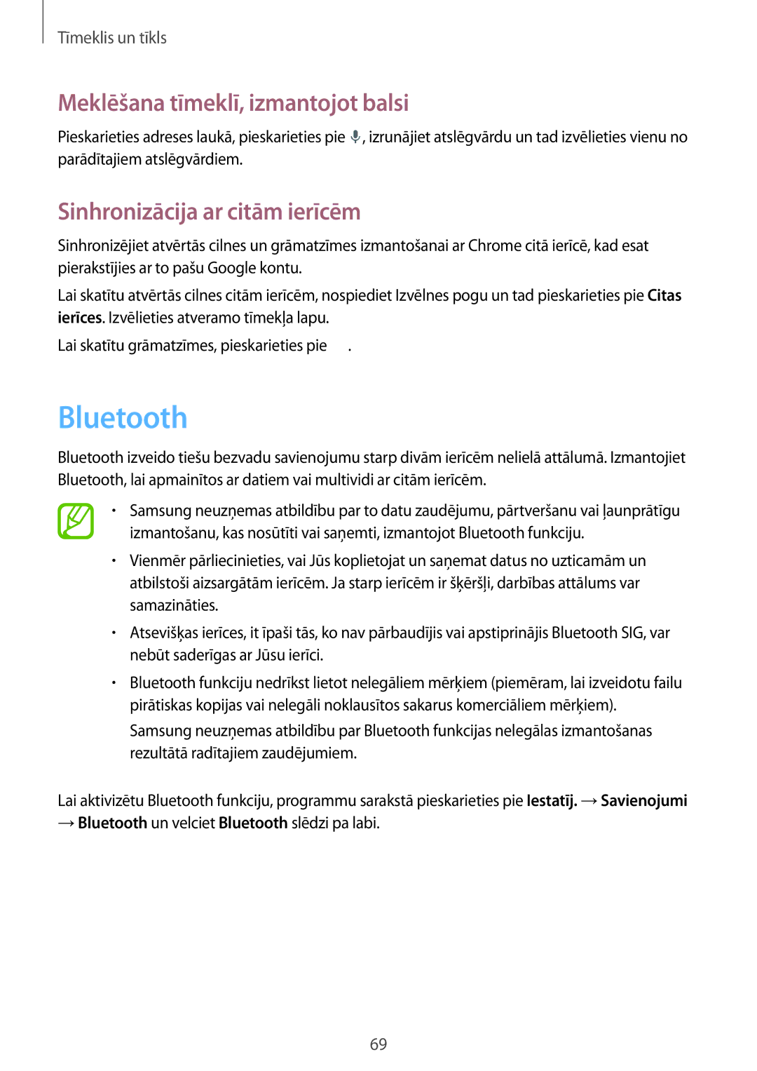 Samsung GT-I9295ZOASEB manual Sinhronizācija ar citām ierīcēm, → Bluetooth un velciet Bluetooth slēdzi pa labi 