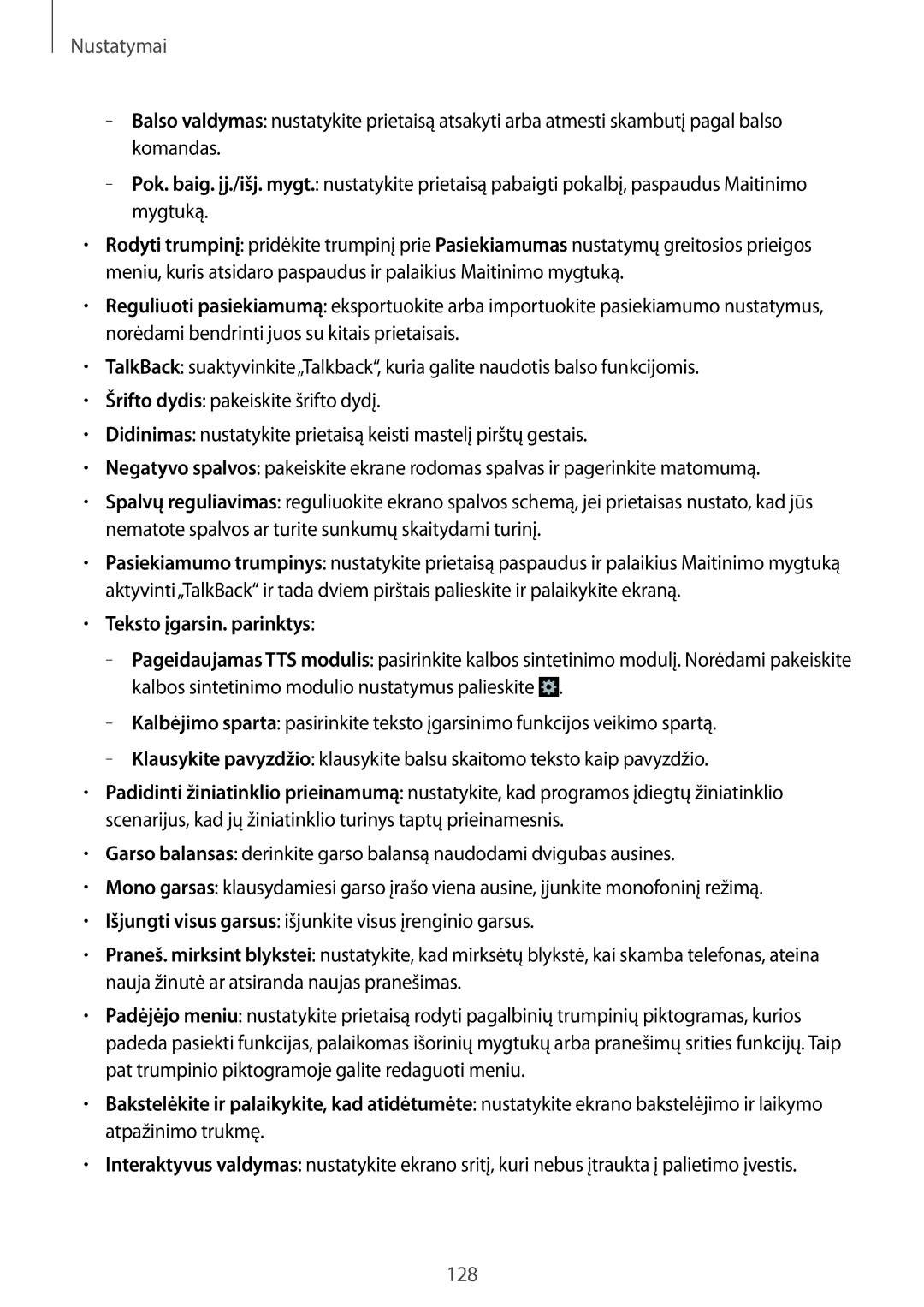 Samsung GT-I9295ZBASEB, GT-I9295ZOASEB, GT-I9295ZAASEB manual Teksto įgarsin. parinktys 