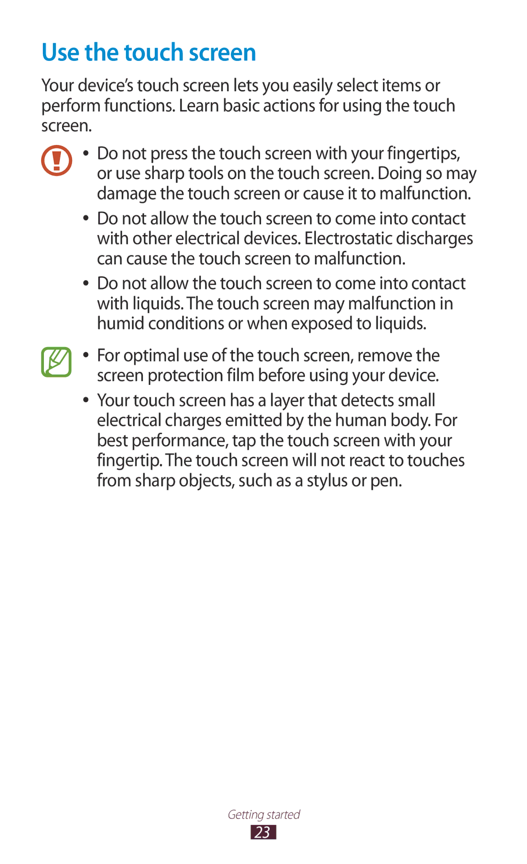 Samsung GT-I9300RWADBT user manual Use the touch screen 