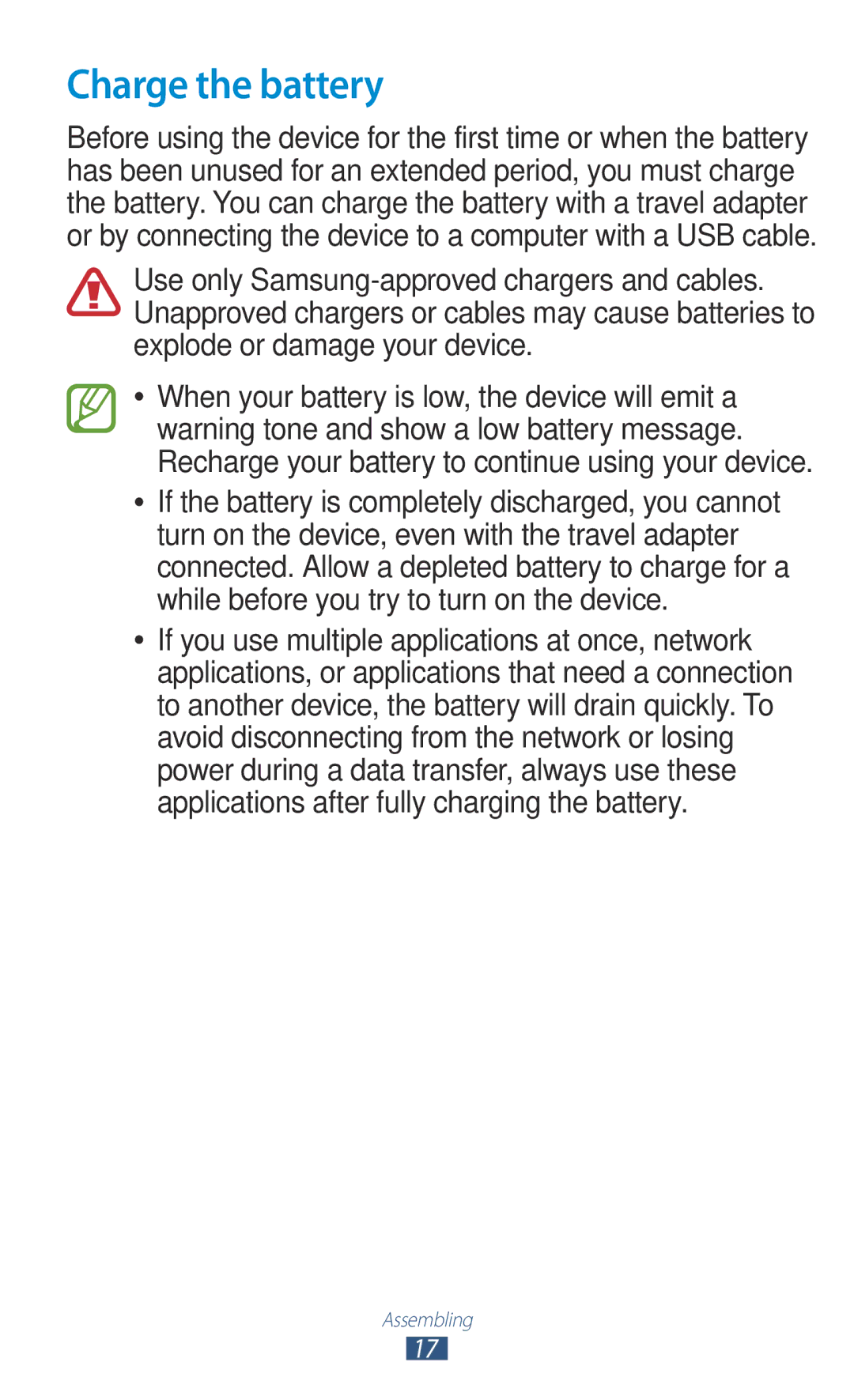 Samsung GT-I9300 user manual Charge the battery 