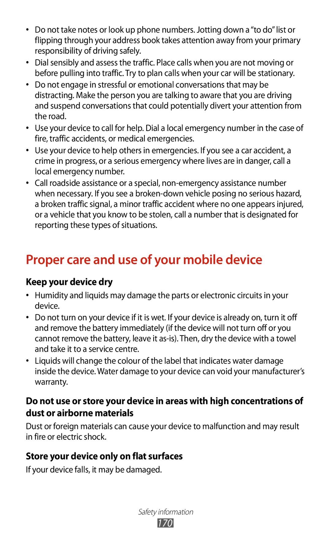 Samsung GT-I9300 user manual Proper care and use of your mobile device 