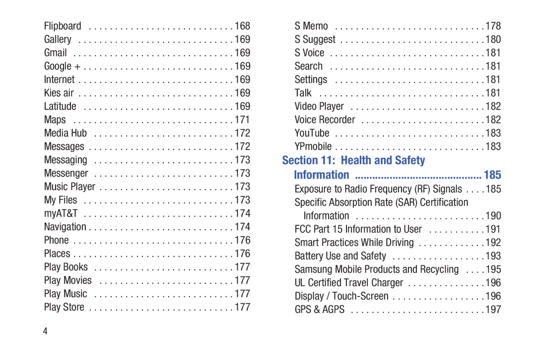 Samsung GT-I9300BLACK user manual Health and Safety, 185 