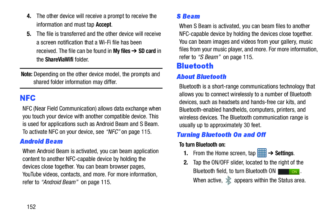 Samsung GT-I9300BLACK user manual About Bluetooth, Turning Bluetooth On and Off, To turn Bluetooth on 