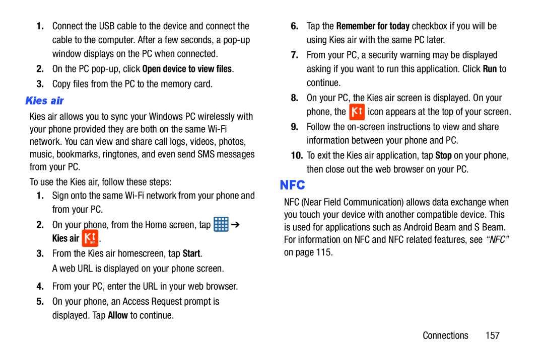 Samsung GT-I9300BLACK user manual Kies air, Copy files from the PC to the memory card 