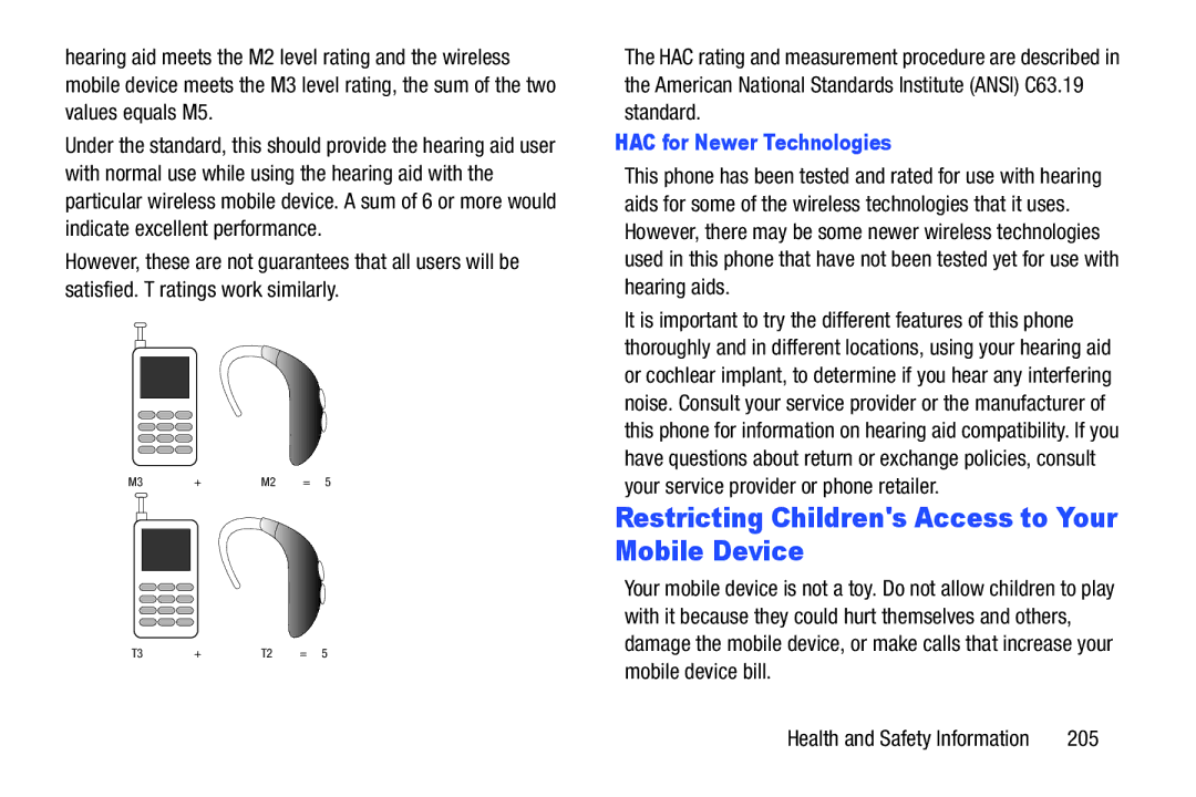 Samsung GT-I9300BLACK user manual Restricting Childrens Access to Your Mobile Device, HAC for Newer Technologies, 205 