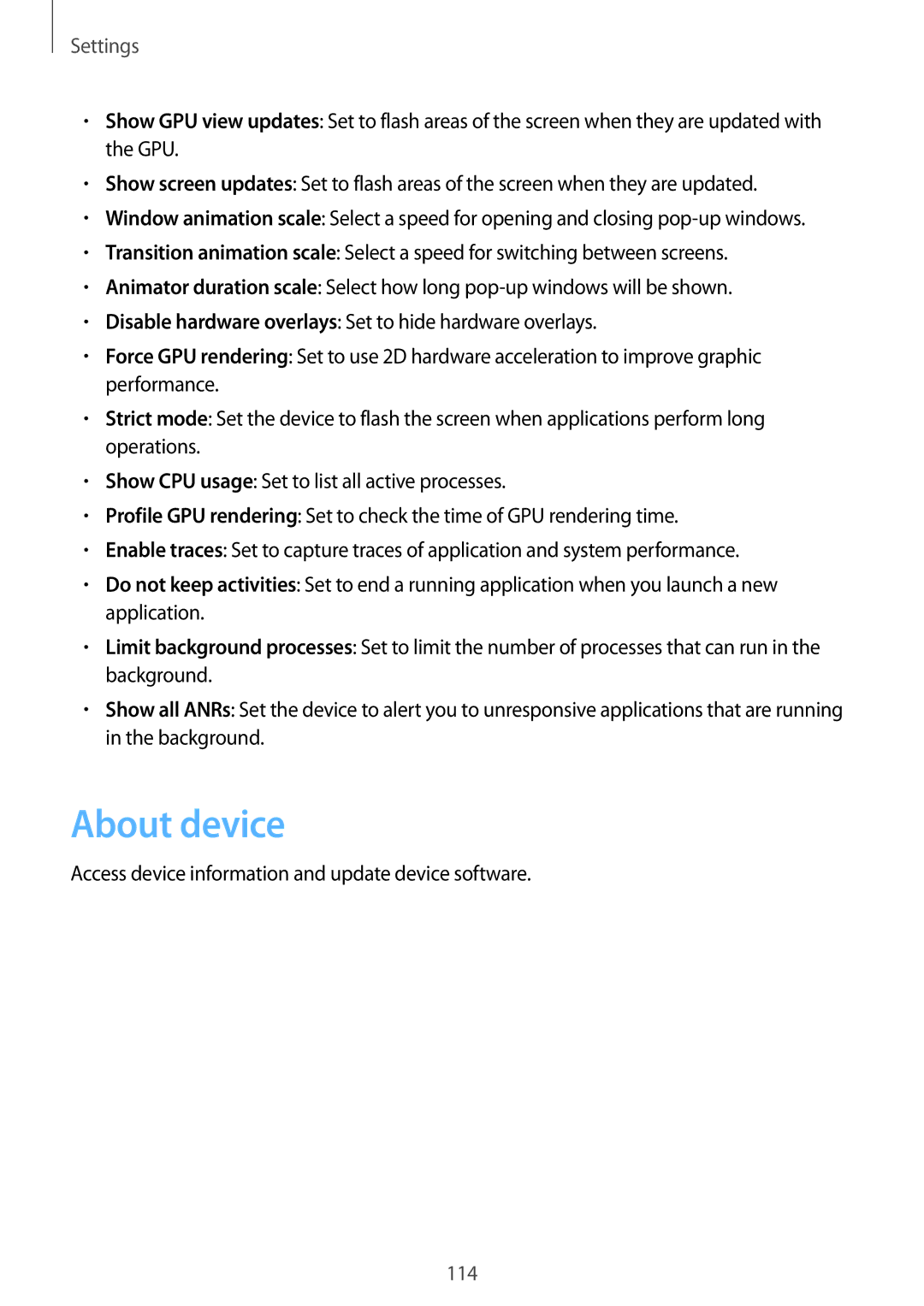 Samsung GT-I9300GRAY, GT-I8190WHITE user manual About device, Access device information and update device software 