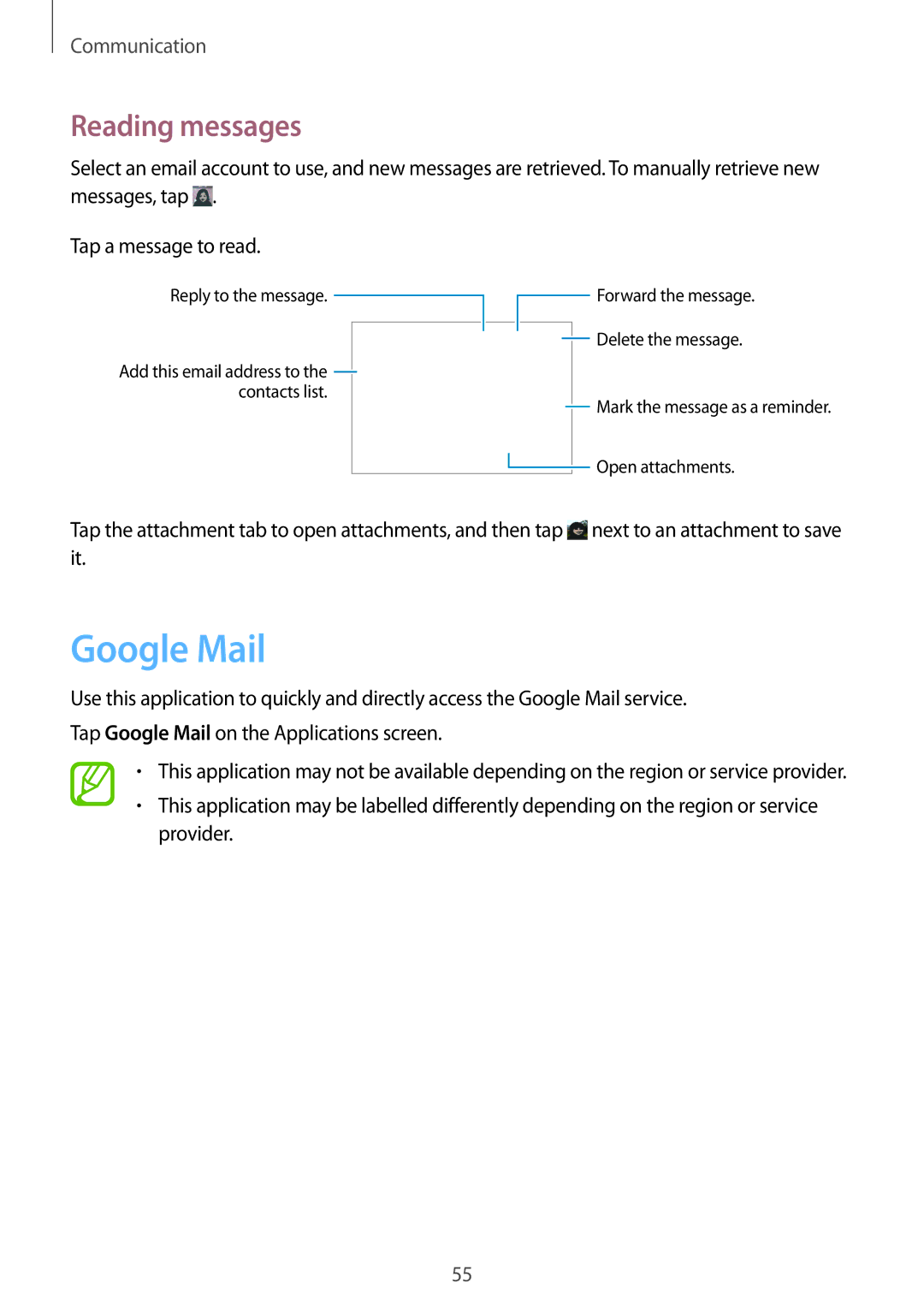 Samsung GT-I8190WHITE, GT-I9300GRAY user manual Google Mail, Reading messages 