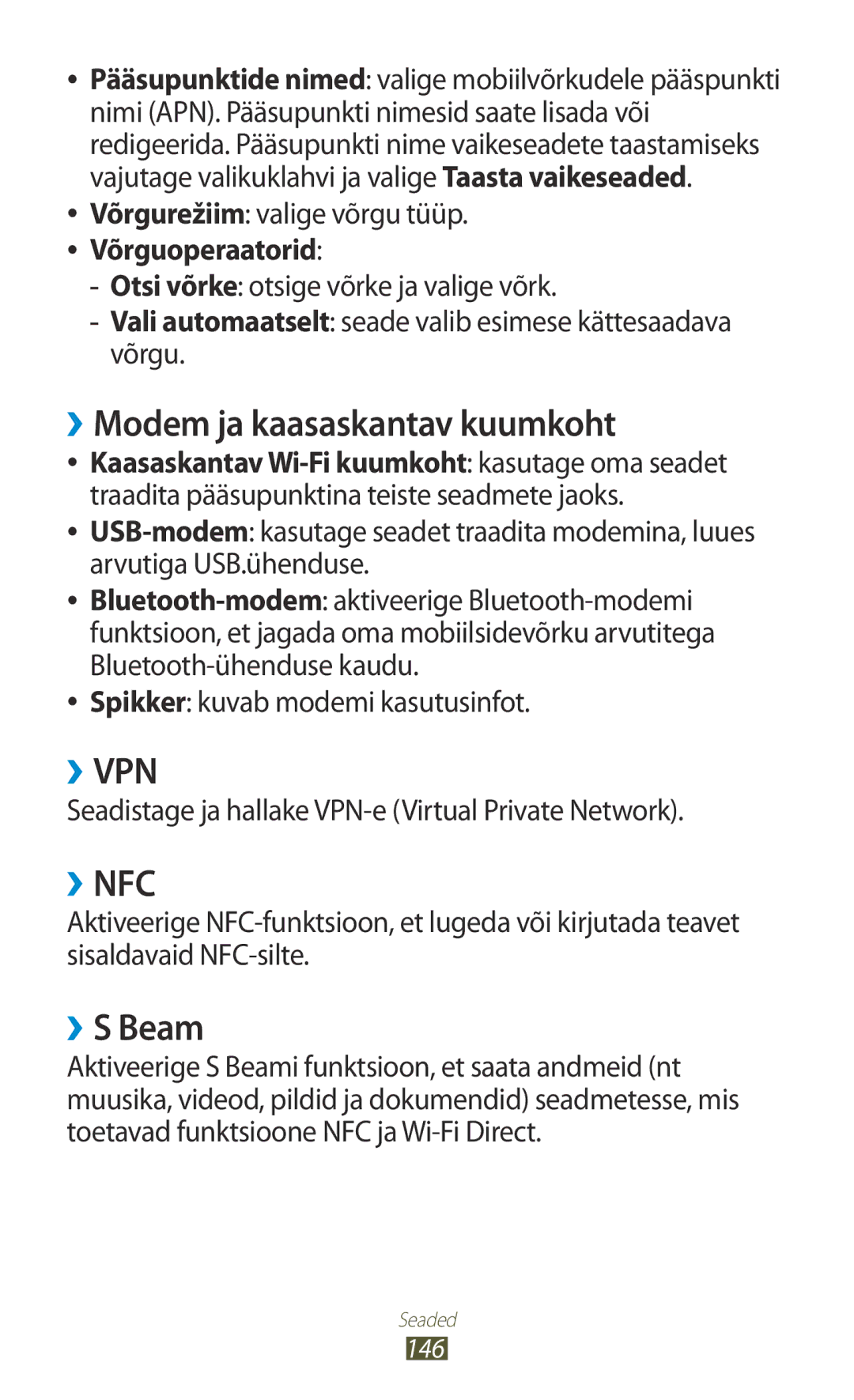 Samsung GT-I9300RWZSEB, GT-I9300GRZSEB ››Modem ja kaasaskantav kuumkoht, ››S Beam, Spikker kuvab modemi kasutusinfot, 146 