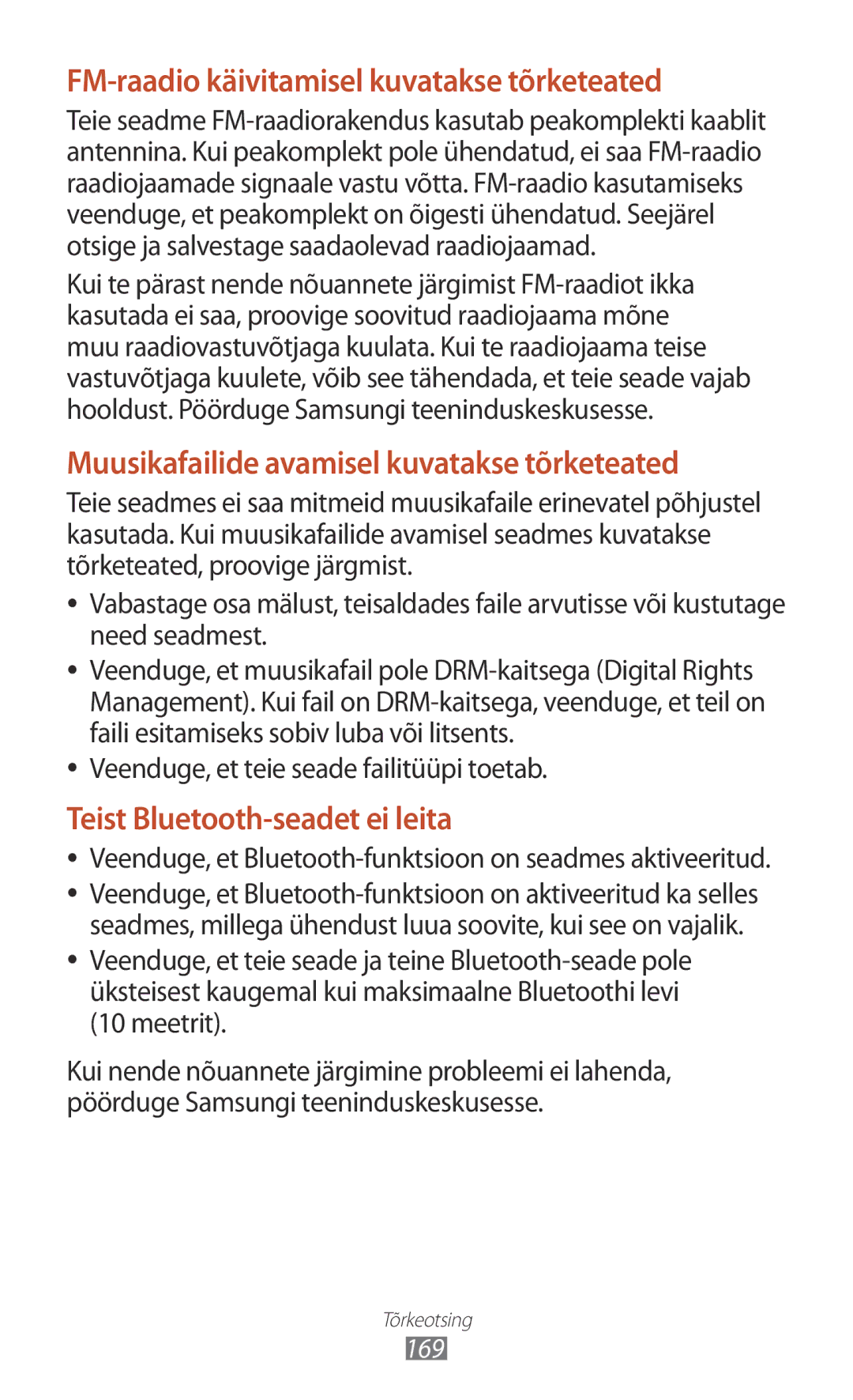 Samsung GT-I9300OKESEB, GT-I9300GRZSEB, GT-I9300ZNDSEB manual Veenduge, et teie seade failitüüpi toetab, Meetrit, 169 