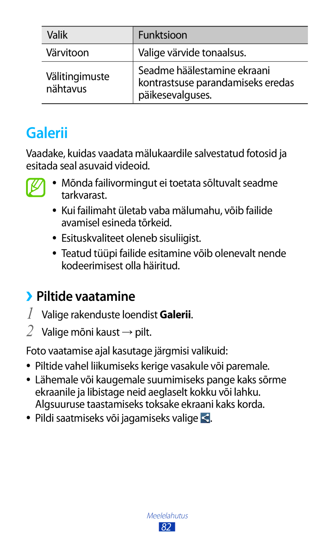 Samsung GT-I9300ZNDSEB, GT-I9300GRZSEB, GT-I9300RWZSEB, GT-I9300TADSEB, GT-I9300RWDSEB manual Galerii, ››Piltide vaatamine 