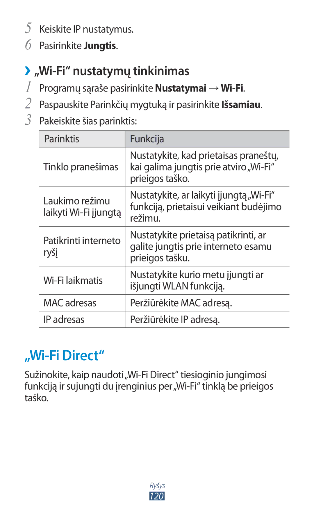 Samsung GT-I9300TADSEB, GT-I9300GRZSEB, GT-I9300ZNDSEB, GT-I9300RWZSEB manual „Wi-Fi Direct, ››„Wi-Fi nustatymų tinkinimas 