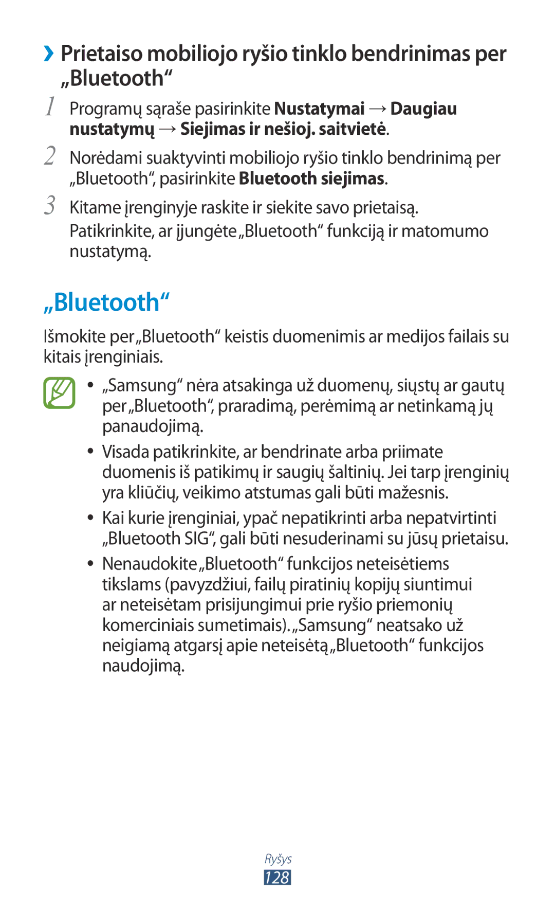 Samsung GT-I9300RWZSEB, GT-I9300GRZSEB, GT-I9300ZNDSEB, GT-I9300TADSEB, GT-I9300RWDSEB, GT-I9300MBDSEB manual „Bluetooth 