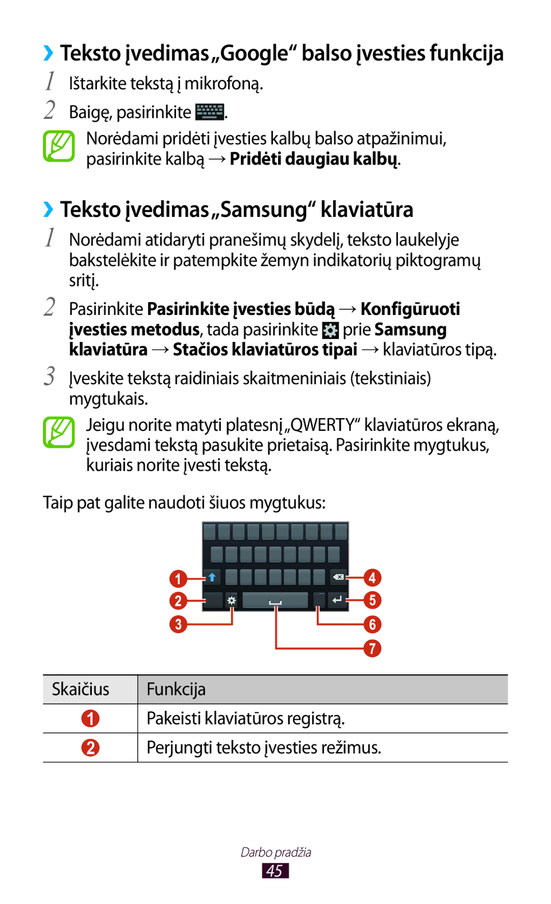 Samsung GT-I9300GRZSEB manual ››Teksto įvedimas„Samsung klaviatūra, ››Teksto įvedimas„Google balso įvesties funkcija 