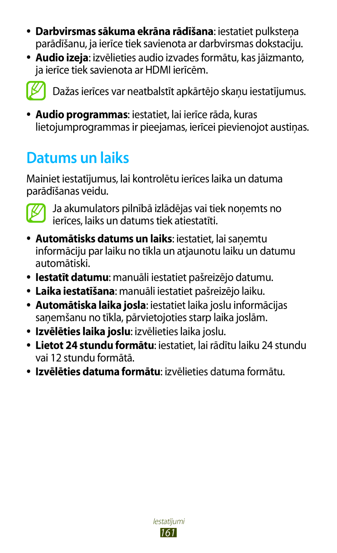 Samsung GT-I9300OKDSEB, GT-I9300GRZSEB, GT-I9300ZNDSEB, GT-I9300RWZSEB, GT-I9300TADSEB, GT-I9300RWDSEB Datums un laiks, 161 