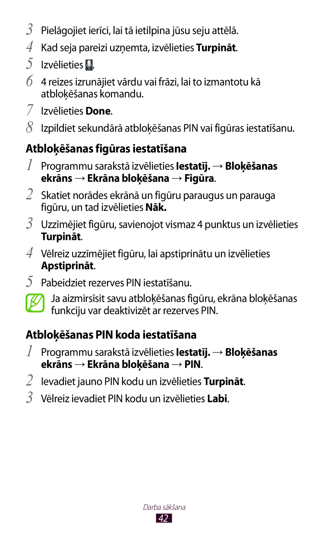 Samsung GT-I9300GRDSEB manual Programmu sarakstā izvēlieties Iestatīj. → Bloķēšanas, Ekrāns → Ekrāna bloķēšana → Figūra 