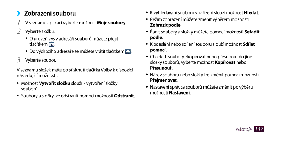 Samsung GT-I9300OKEVDC, GT-I9300MBDEUR manual Vyberte složku, Úroveň výš v adresáři souborů můžete přejít tlačítkem 