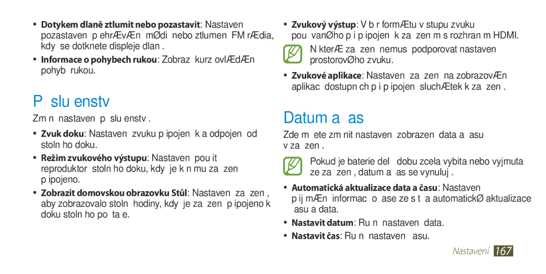 Samsung GT2I9300MBDXEZ, GT-I9300MBDEUR, GT-I9300MBDATO, GT-I9300MBDXEO, GT-I9300RWDTPL manual Příslušenství, Datum a čas 