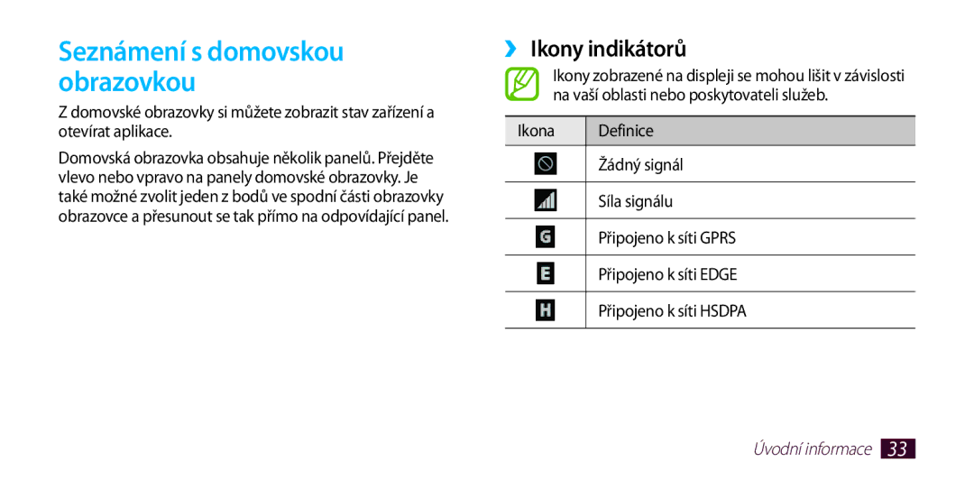 Samsung GT-I9300RWDTRG, GT-I9300MBDEUR, GT-I9300MBDATO, GT-I9300MBDXEO Seznámení s domovskou obrazovkou, ››Ikony indikátorů 