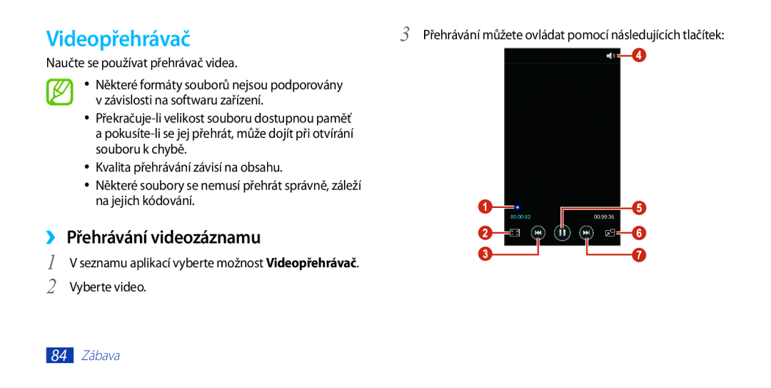 Samsung GT-I9300MBDXEF, GT-I9300MBDEUR, GT-I9300MBDATO, GT-I9300MBDXEO manual Videopřehrávač, ››Přehrávání videozáznamu 