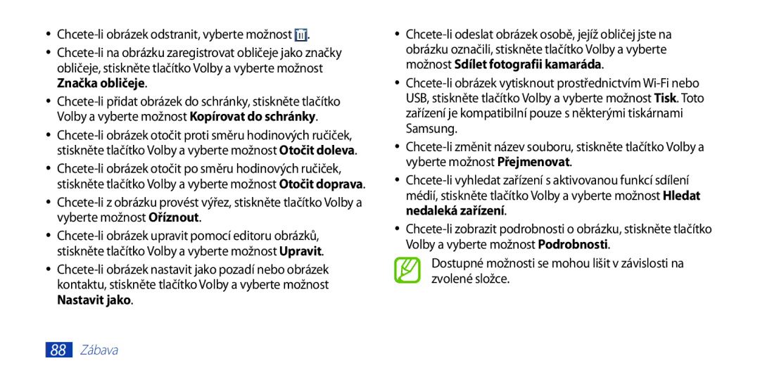 Samsung GT-I9300GRZGBL, GT-I9300MBDEUR, GT-I9300MBDATO, GT-I9300MBDXEO, GT-I9300RWDTPL, GT-I9300RWDEUR manual 88 Zábava 