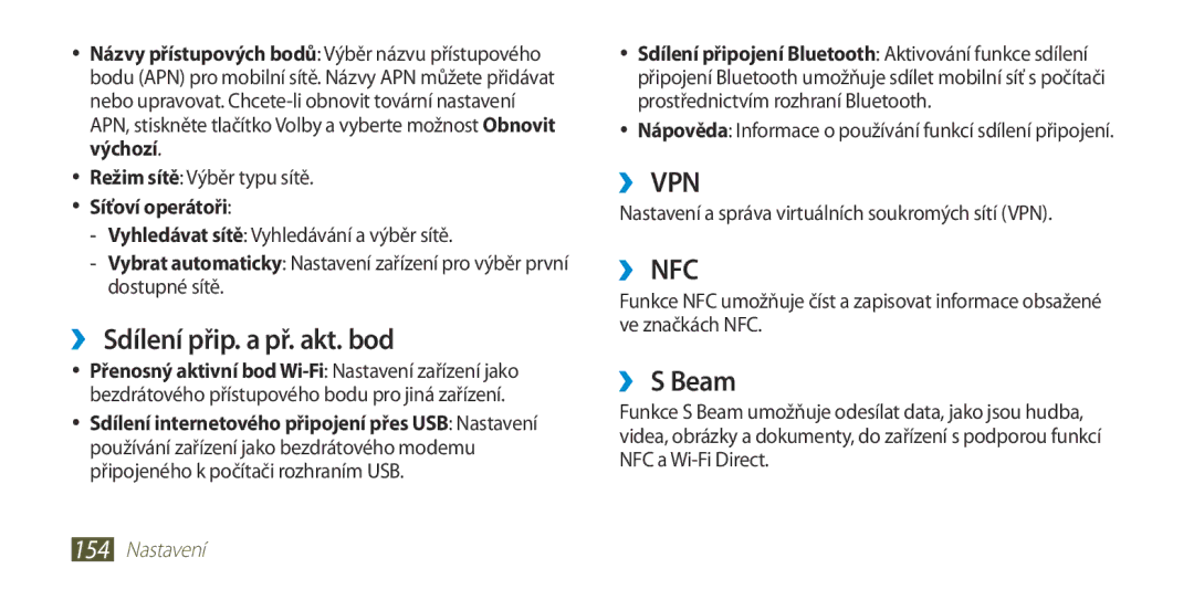 Samsung GT-I9300MBDEUR manual ››Sdílení přip. a př. akt. bod, ››S Beam, Režim sítě Výběr typu sítě, Síťoví operátoři 