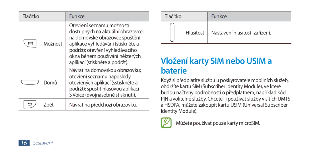 Samsung GT-I9300ZKDXEZ, GT-I9300MBDEUR, GT-I9300MBDATO, GT-I9300MBDXEO, GT-I9300RWDTPL Vložení karty SIM nebo Usim a baterie 