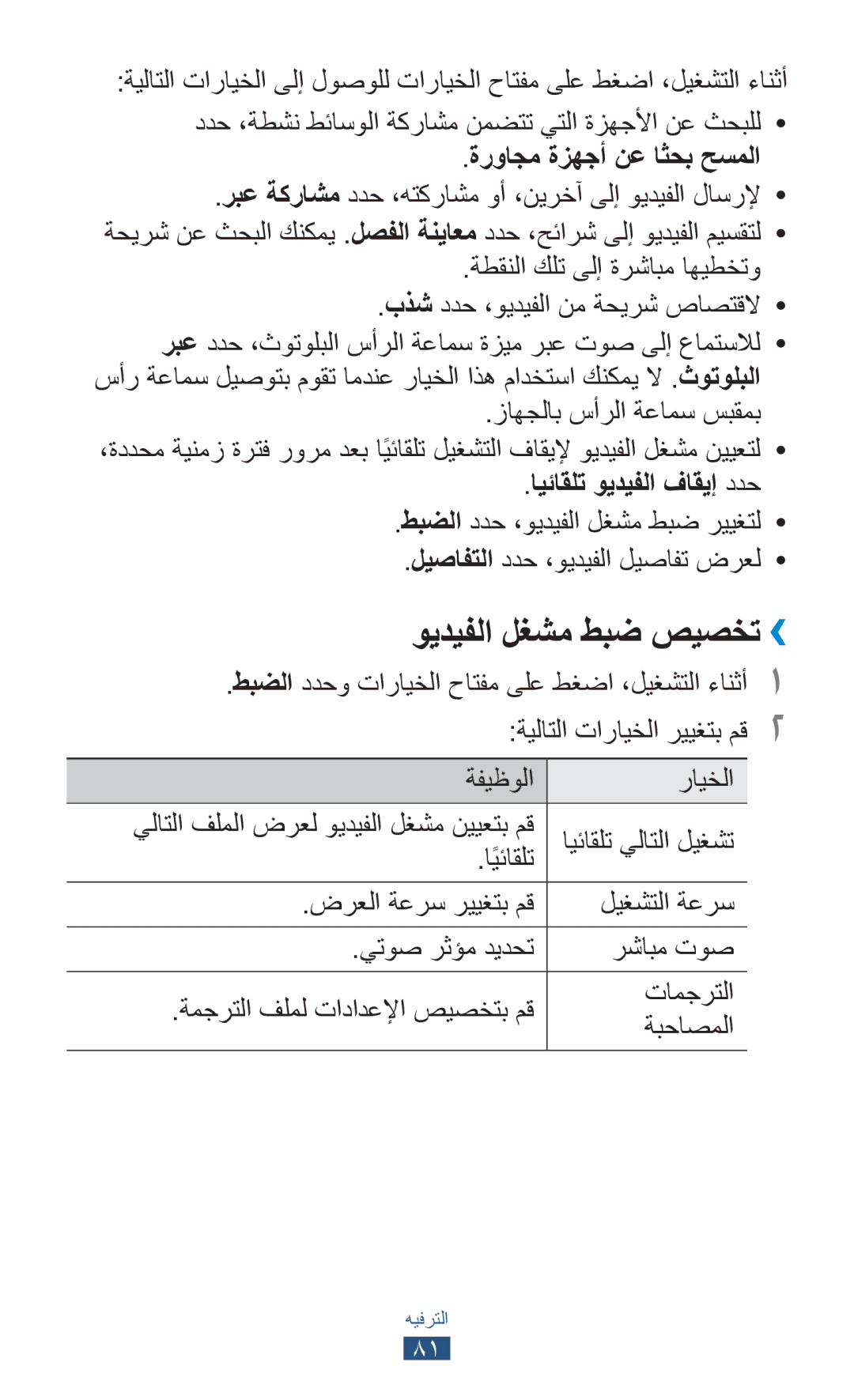 Samsung GT-I9300ZKDJED manual ويديفلا لغشم طبض صيصخت››, ةرواجم ةزهجأ نع اثحب حسملا, ايئاقلت ويديفلا فاقيإ ددح, اًيئاقلت 