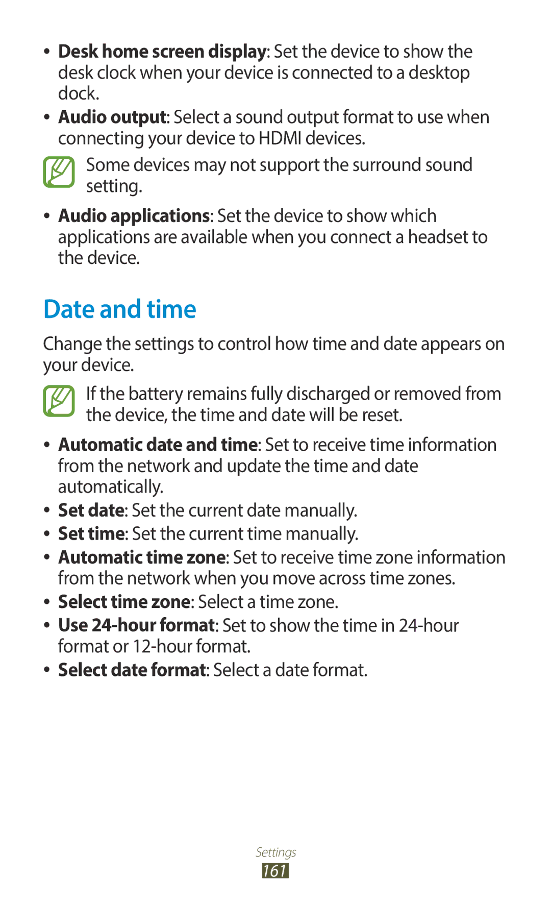 Samsung GT-I9300RWXTHR, GT-I9300MBDXSG, GT-I9300RWAKSA, GT-I9300RWDABS, GT-I9300RWDJED, GT-I9300RWXJED manual Date and time 