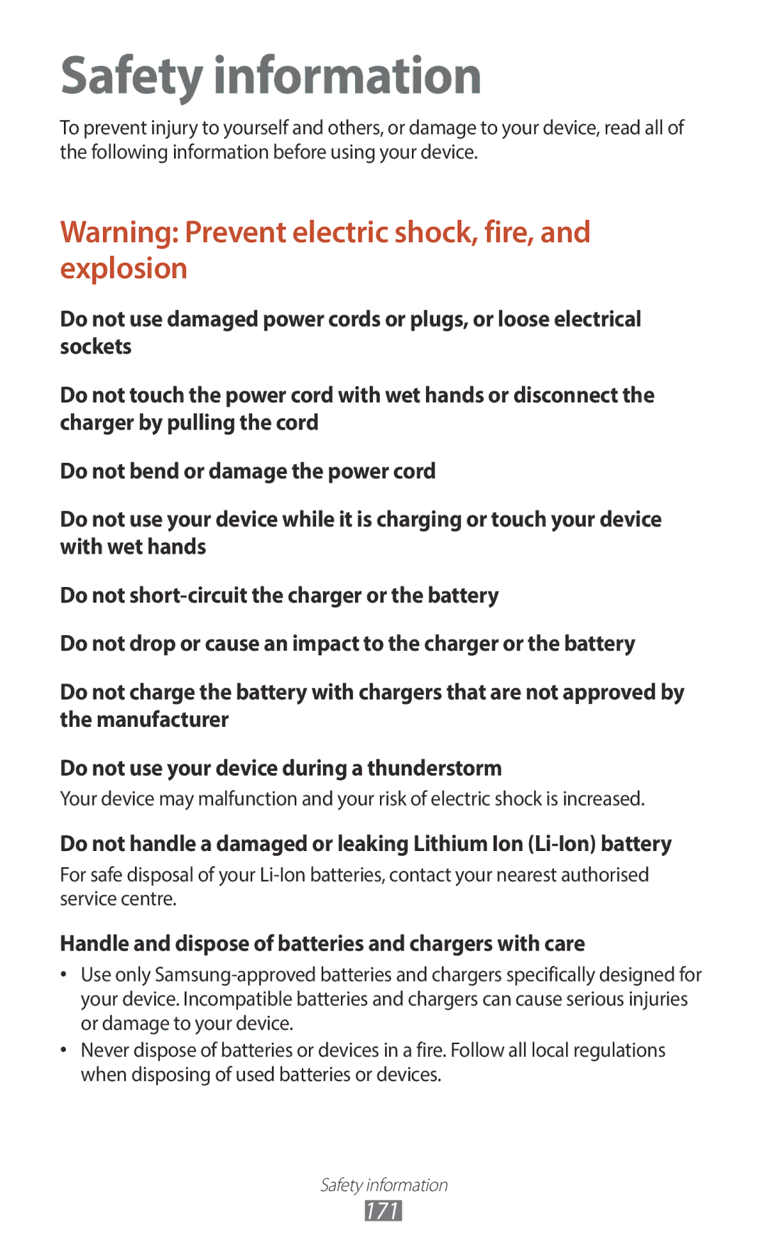 Samsung GT-I9300MBDAFG, GT-I9300MBDXSG, GT-I9300RWAKSA, GT-I9300RWDABS, GT-I9300RWDJED, GT-I9300RWXJED manual Safety information 