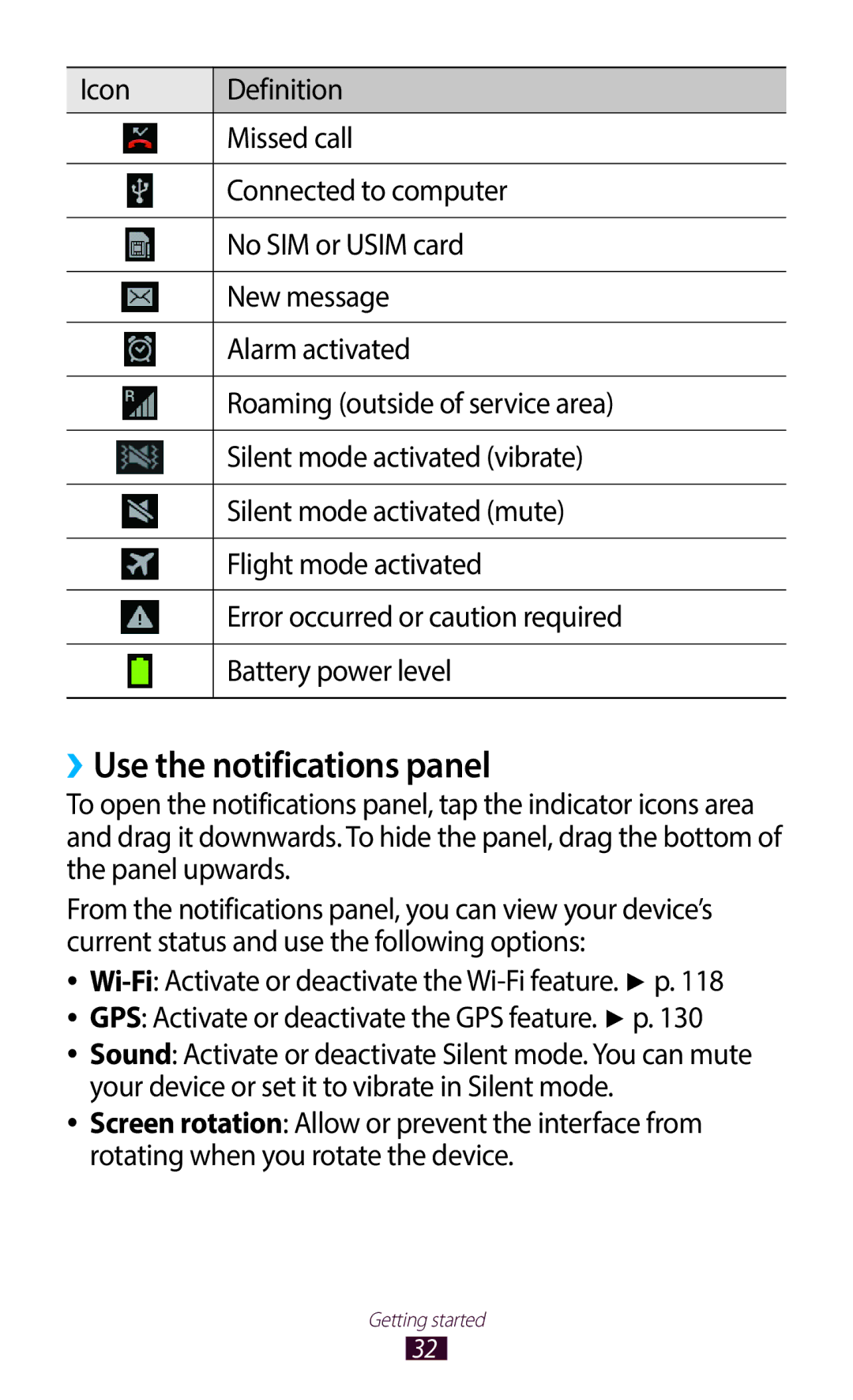 Samsung GT-I9300GRDAFG, GT-I9300MBDXSG, GT-I9300RWAKSA, GT-I9300RWDABS, GT-I9300RWDJED manual ››Use the notifications panel 