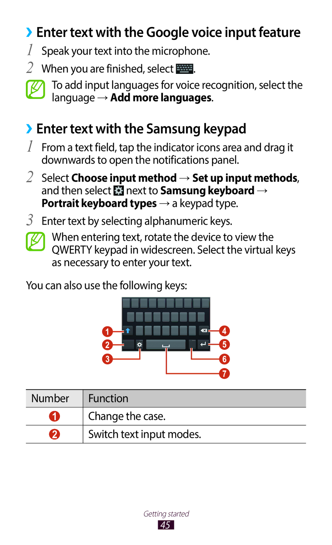 Samsung GT-I9300OKDAFR manual ››Enter text with the Samsung keypad, ››Enter text with the Google voice input feature 