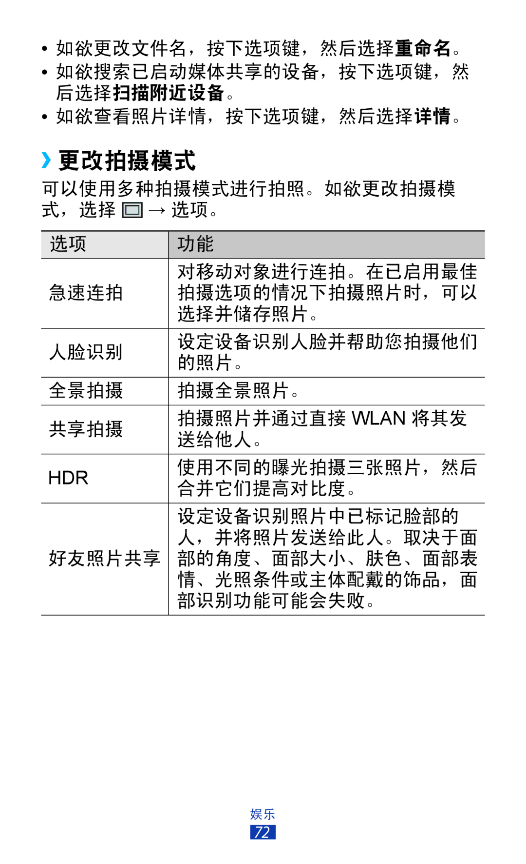 Samsung GT-I9300RWXXEV, GT-I9300MBDXXV, GT-I9300MBXXEV, GT-I9300ZKDXXV, GT-I9300MBDXEV, GT-I9300ZKDXEV, GT-I9300OKDXXV ››更改拍摄模式 