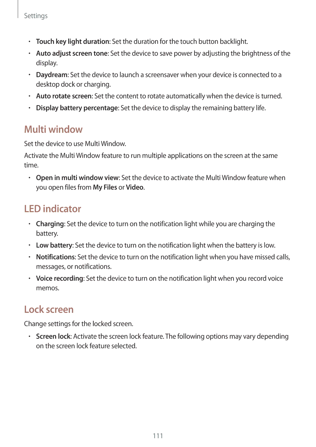 Samsung GT-I9300MBILYS, GT-I9300MBIPAK, GT-I9300RWIKSA, GT-I9300MBIBTC manual Multi window, LED indicator, Lock screen 