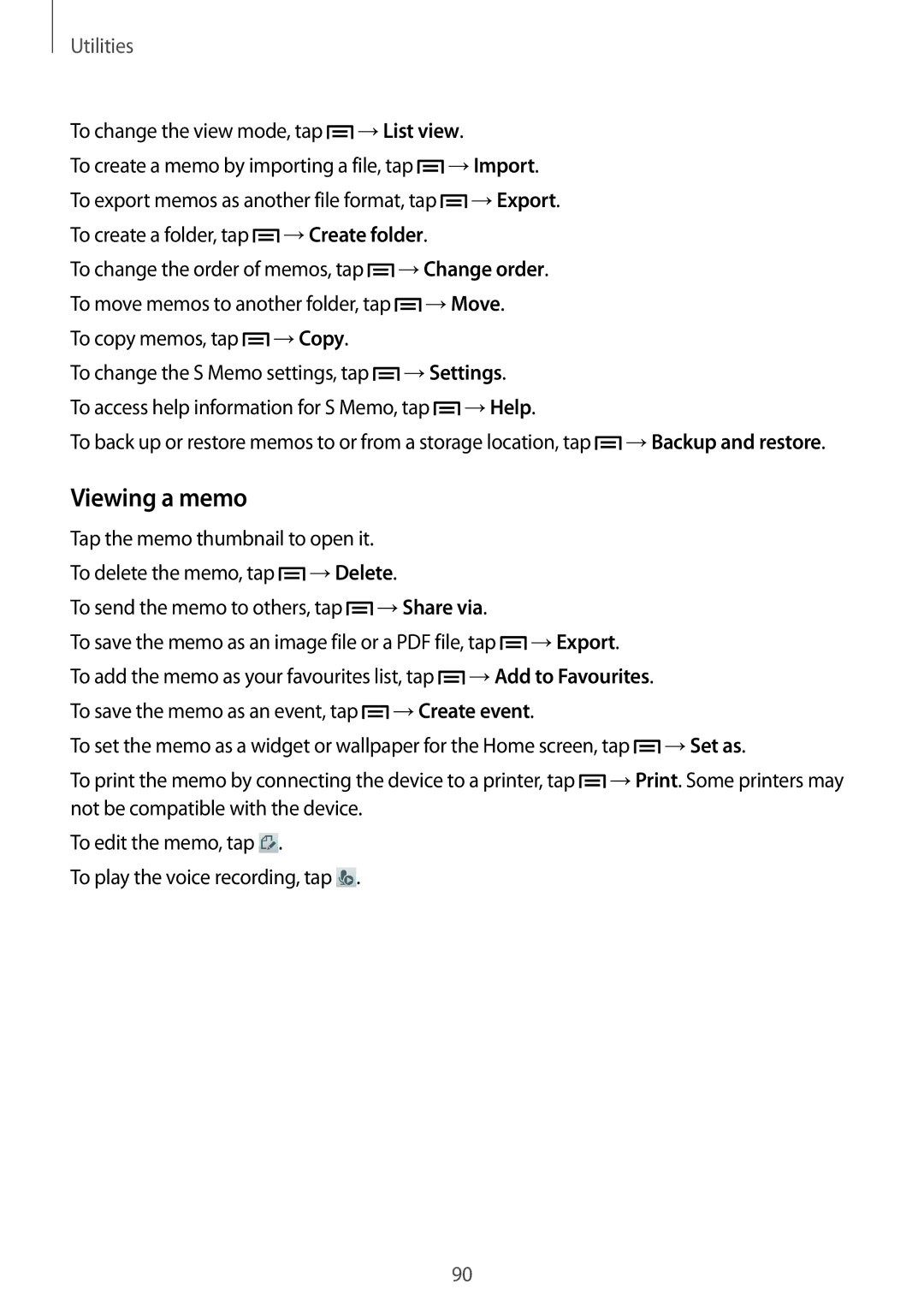 Samsung GT-I9300RWICAC, GT-I9300MBIPAK, GT-I9300RWIKSA, GT-I9300MBIBTC, GT-I9300OKITHR, GT-I9300RWIACR manual Viewing a memo 