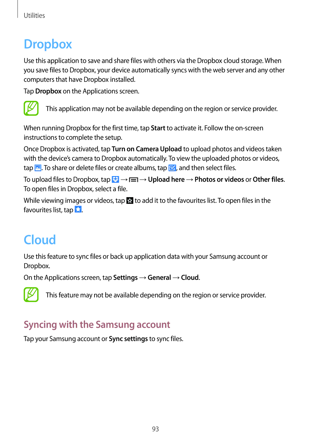 Samsung GT-I9300MBIKSA, GT-I9300MBIPAK, GT-I9300RWIKSA, GT-I9300MBIBTC manual Dropbox, Cloud, Syncing with the Samsung account 