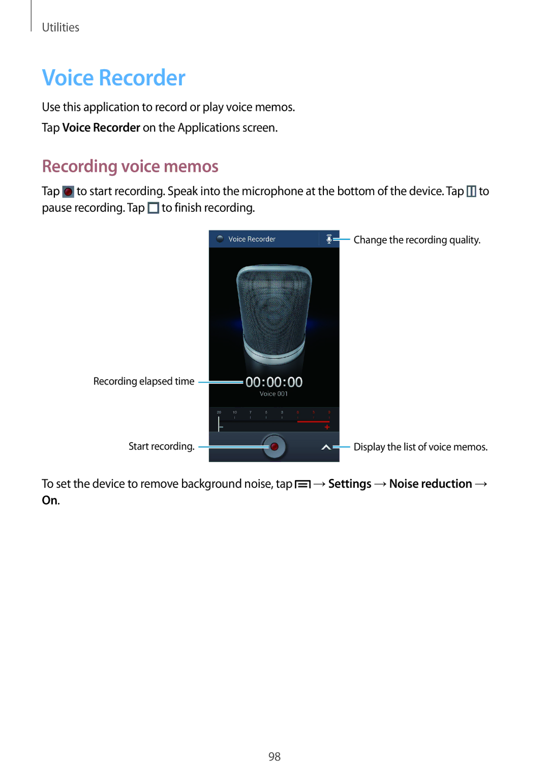 Samsung GT-I9300MBIAFG, GT-I9300MBIPAK, GT-I9300RWIKSA, GT-I9300MBIBTC, GT-I9300OKITHR Voice Recorder, Recording voice memos 