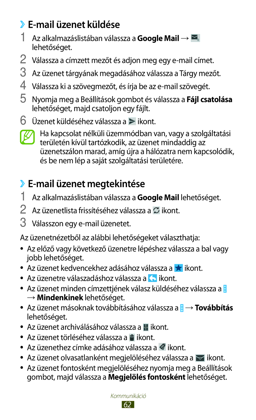 Samsung GT-I9300MBAVGR, GT-I9300RWADBT manual ››E-mail üzenet küldése, Mail üzenet megtekintése, → Mindenkinek lehetőséget 