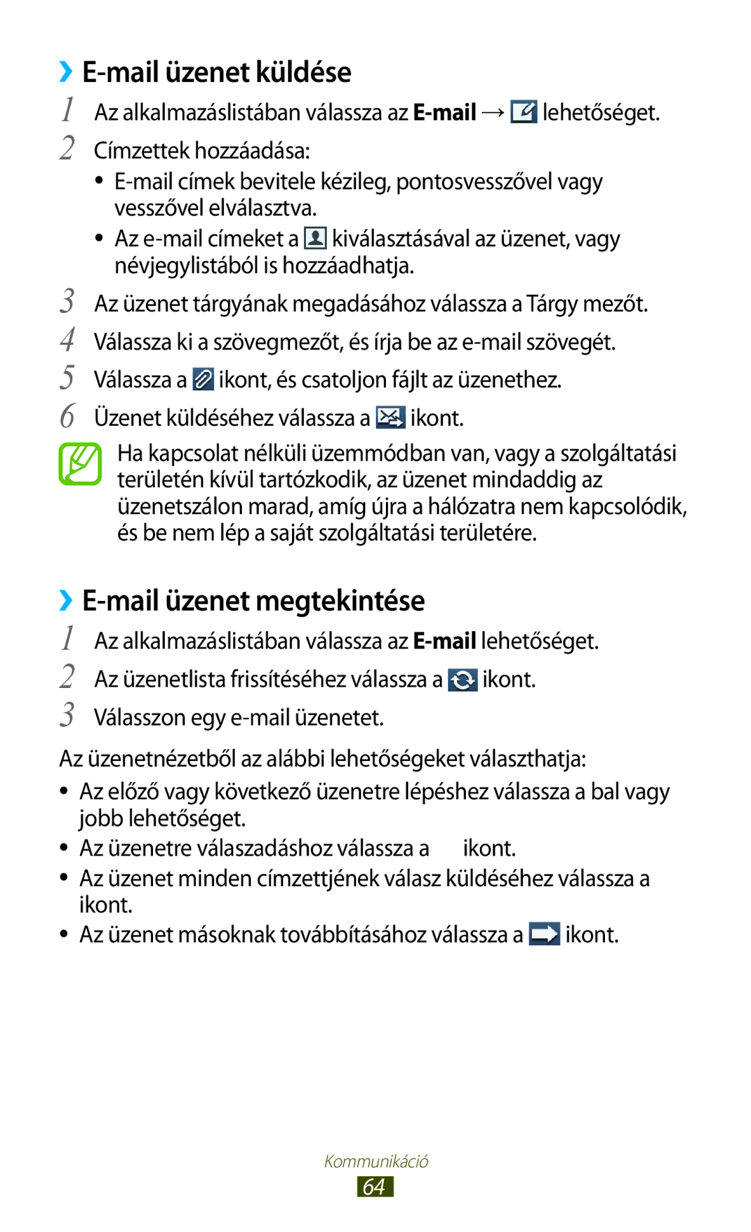 Samsung GT-I9300RWXPAP, GT-I9300RWADBT, GT-I9300MBDEUR, GT-I9300MBDATO, GT-I9300MBDEPL manual ››E-mail üzenet megtekintése 