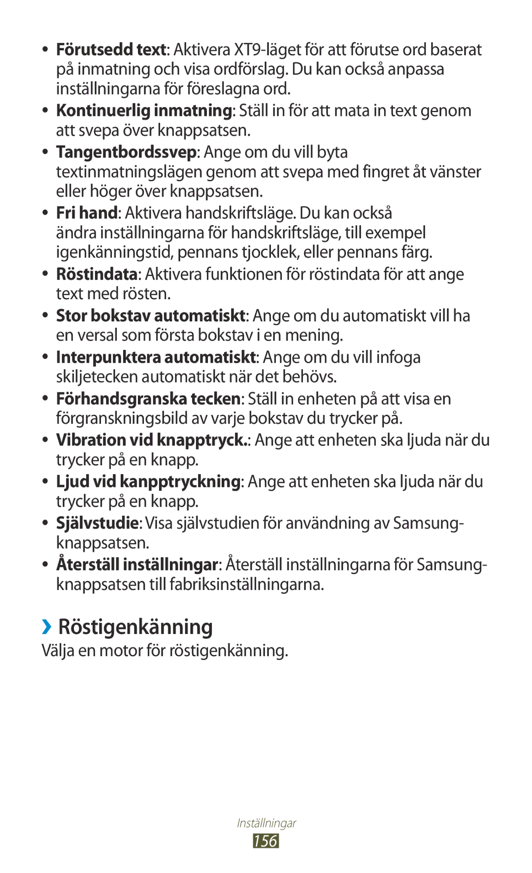 Samsung GT-I9300TADNEE, GT-I9300RWDNEE, GT-I9300GRDNEE manual ››Röstigenkänning, Välja en motor för röstigenkänning, 156 