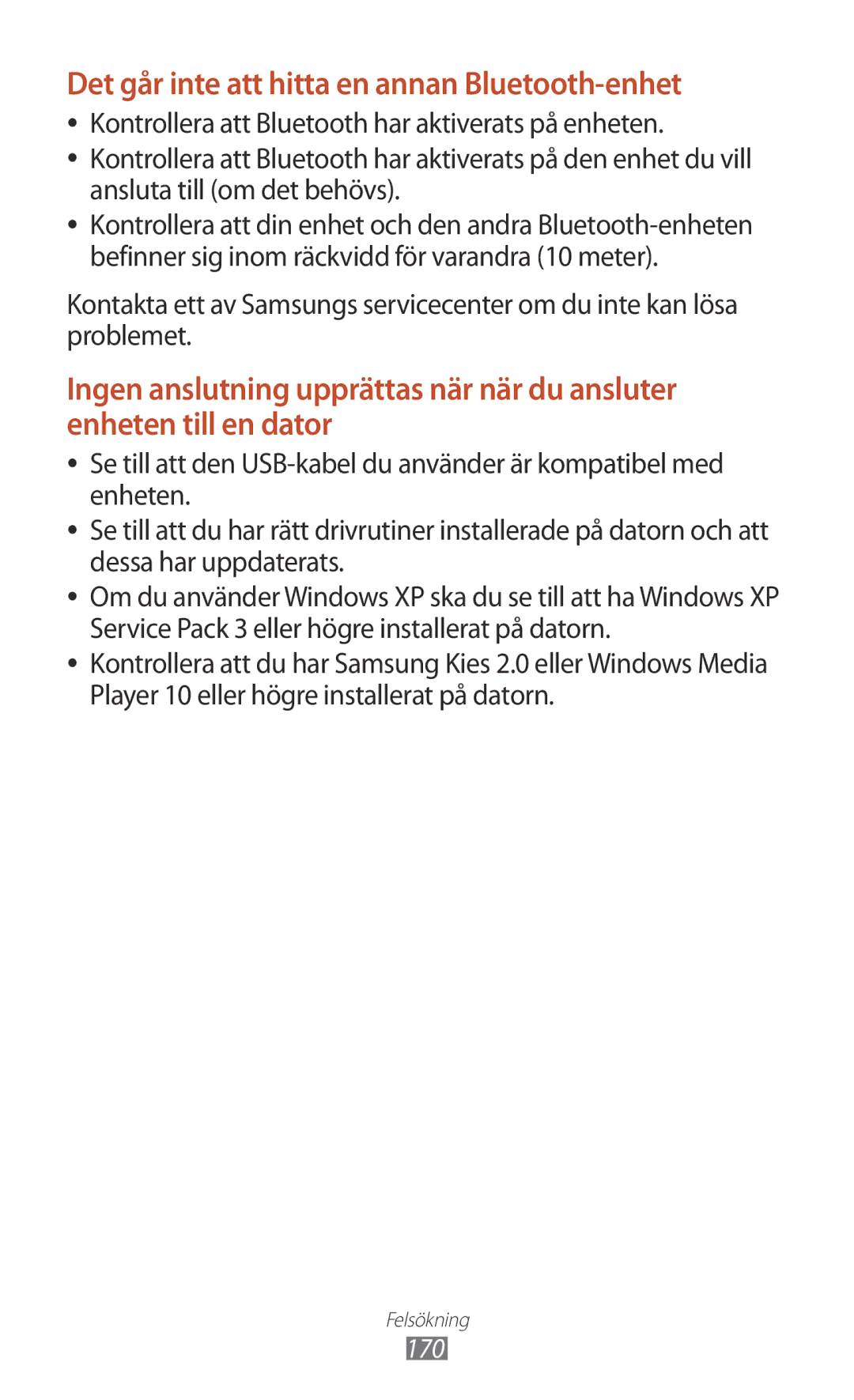 Samsung GT-I9300ZKDNEE, GT-I9300RWDNEE, GT-I9300GRDNEE, GT-I9300GRENEE Det går inte att hitta en annan Bluetooth-enhet, 170 