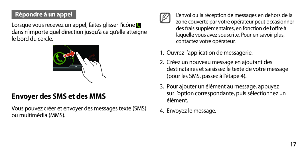 Samsung GT-I9300MBASFR, GT-I9300ZNDXEF, GT-I9300ZKDBOG, GT-I9300RWDVGF manual Envoyer des SMS et des MMS, Répondre à un appel 