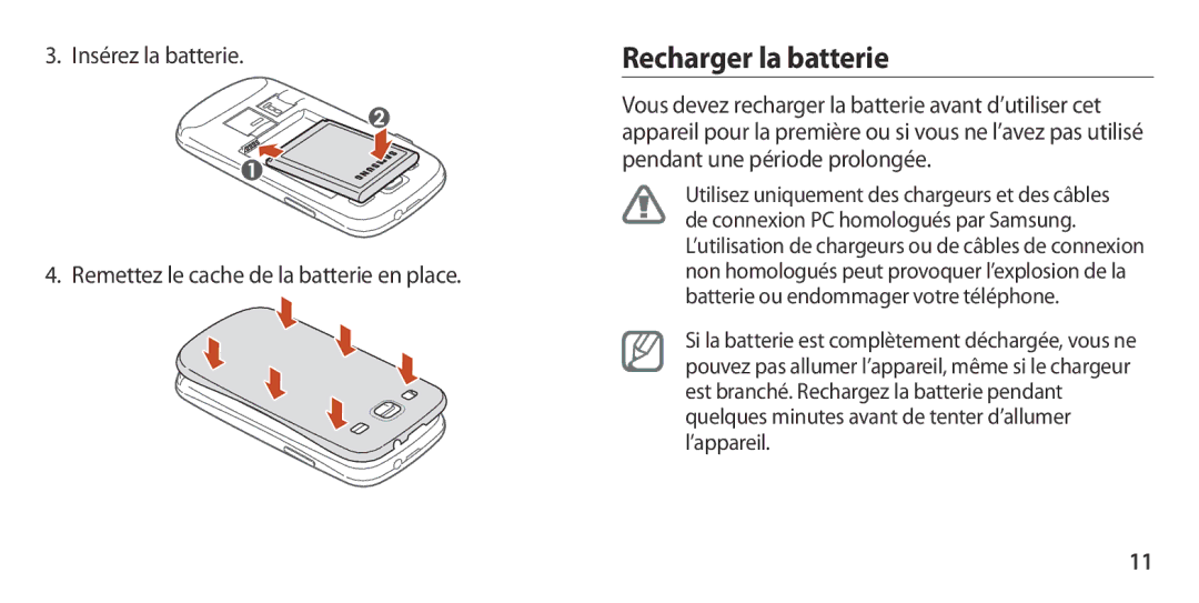 Samsung GT-I9300MBDSFR, GT-I9300ZNDXEF, GT-I9300ZKDBOG, GT-I9300RWDVGF, GT-I9300RWDBOG, GT-I9300OKDBOG Recharger la batterie 