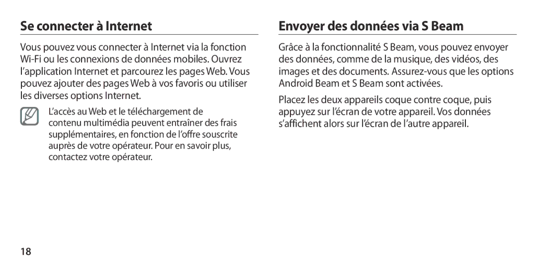 Samsung GT-I9300MBDFTM, GT-I9300ZNDXEF, GT-I9300ZKDBOG manual Se connecter à Internet, Envoyer des données via S Beam 