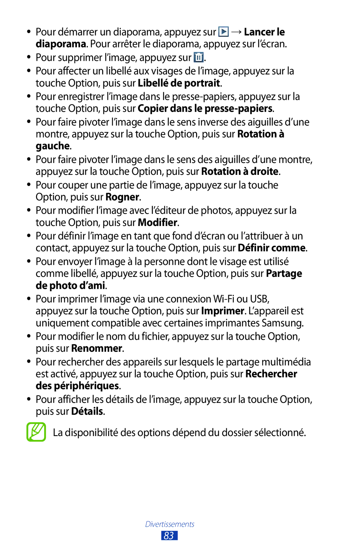 Samsung GT-I9300RWDXEF, GT-I9300ZNDXEF, GT-I9300ZKDBOG, GT-I9300RWDVGF, GT-I9300RWDBOG Pour supprimer l’image, appuyez sur 