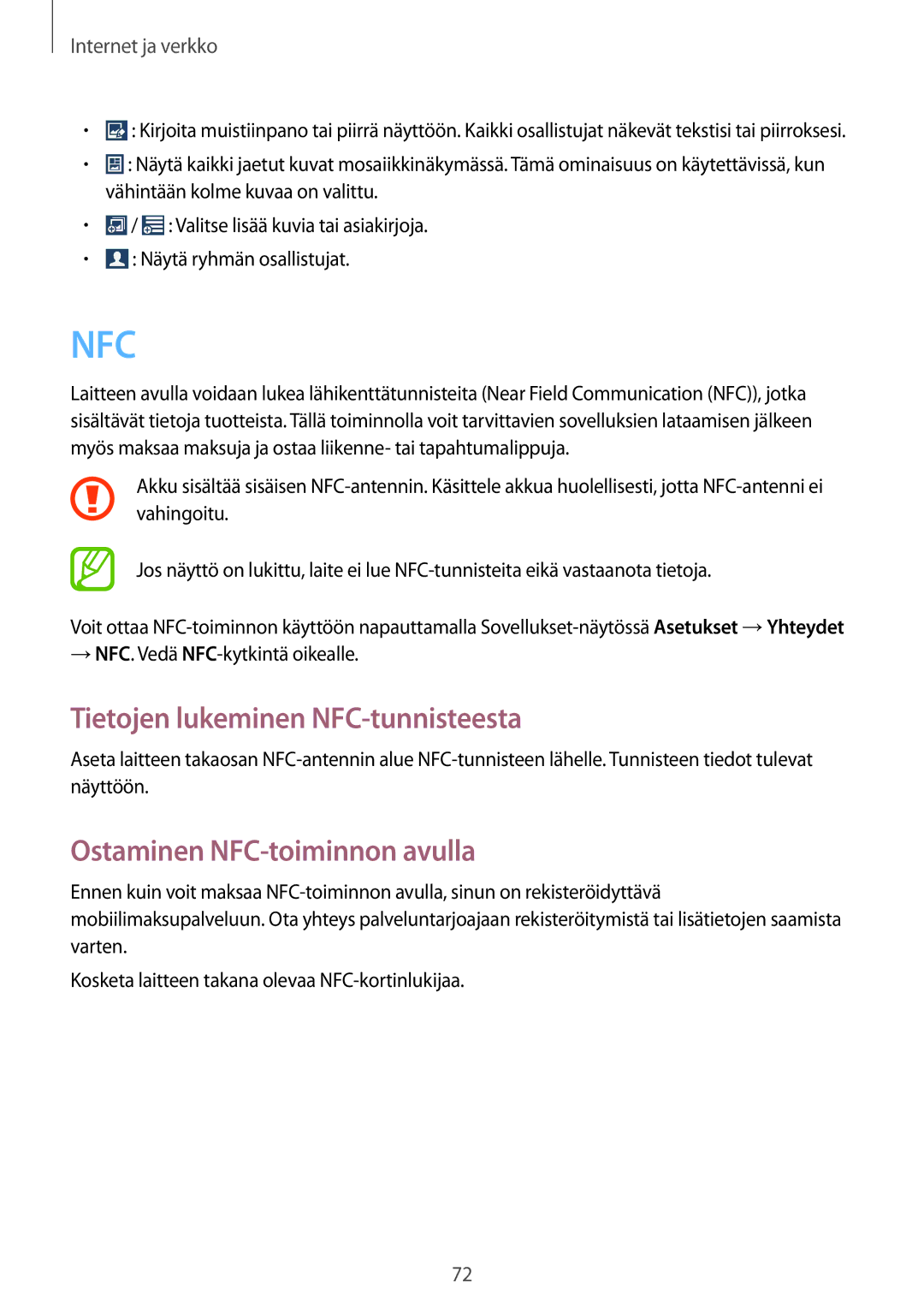 Samsung GT-I9301MBINEE, GT-I9301MBZNEE, GT-I9301OKINEE Tietojen lukeminen NFC-tunnisteesta, Ostaminen NFC-toiminnon avulla 