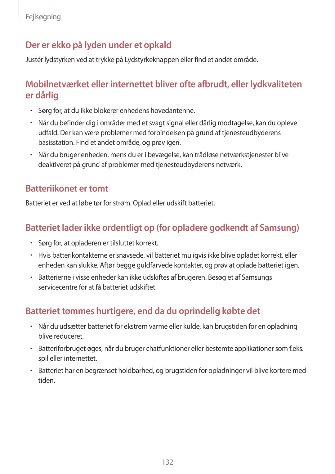 Samsung GT-I9301MBINEE, GT-I9301MBZNEE, GT-I9301OKINEE Batteriikonet er tomt, Sørg for, at opladeren er tilsluttet korrekt 