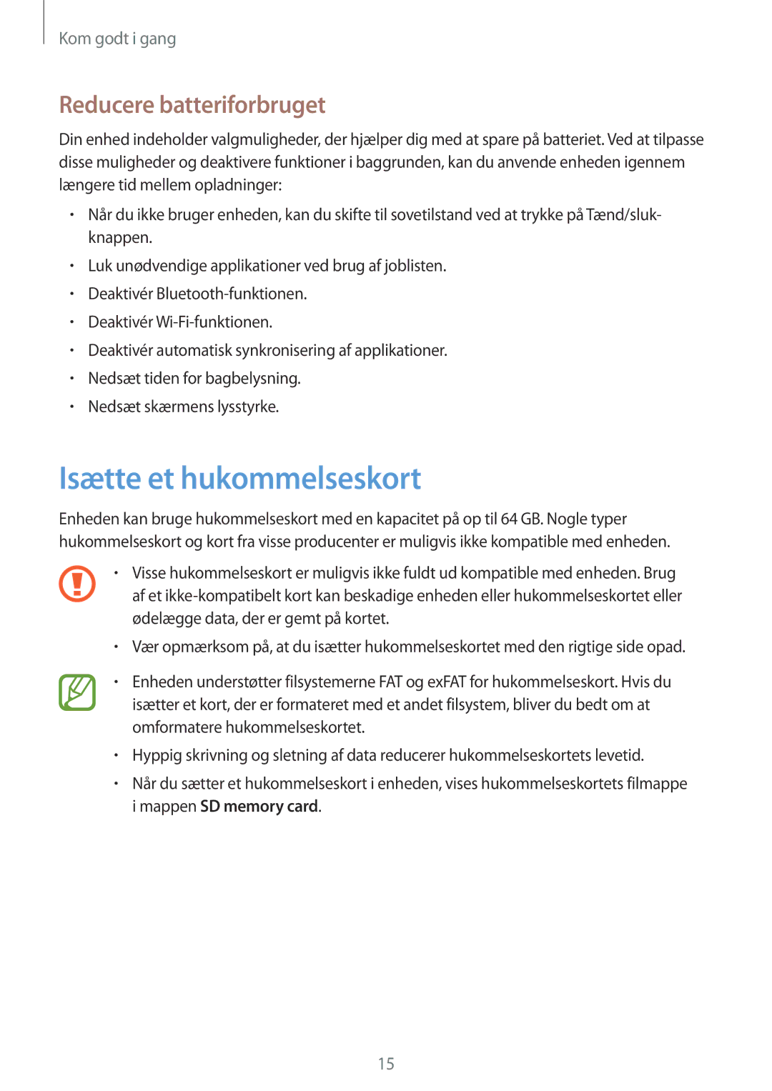 Samsung GT-I9301RWZNEE, GT-I9301MBINEE, GT-I9301MBZNEE, GT-I9301OKINEE Isætte et hukommelseskort, Reducere batteriforbruget 