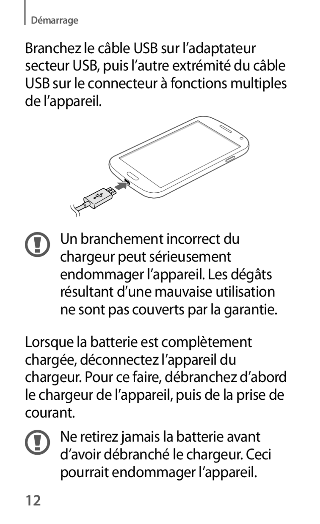 Samsung GT-I9301MBIXEF, GT-I9301MBZXEF, GT-I9301RWIXEF, GT-I9301RWZXEF manual Démarrage 