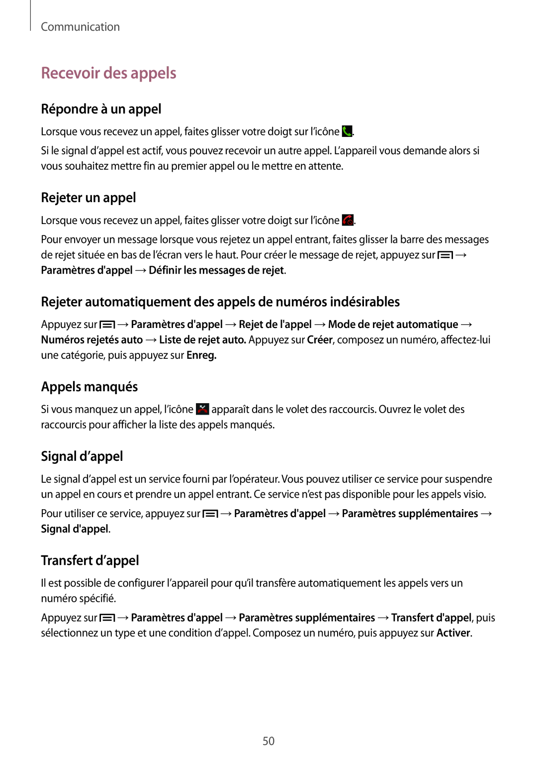 Samsung GT-I9301RWIXEF, GT-I9301MBIXEF, GT-I9301MBZXEF, GT-I9301RWZXEF manual Recevoir des appels 